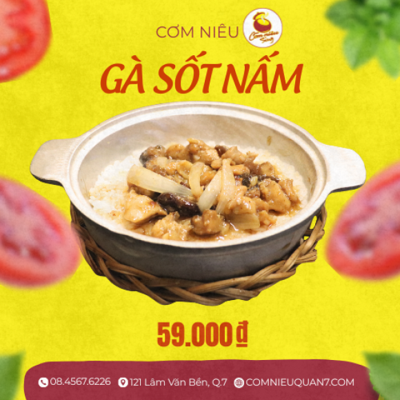 CƠM NIÊU GÀ SỐT NẤM