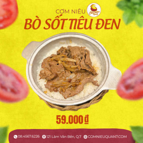 CƠM NIÊU BÒ SỐT TIÊU ĐEN